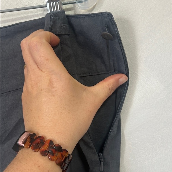 Eileen Fisher Linen Viscose Side Zip Pants ankle cuffed tapered size XL grey - Picture 4 of 7